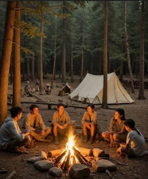 Guest glamping scene at Retreat at Hope Farm