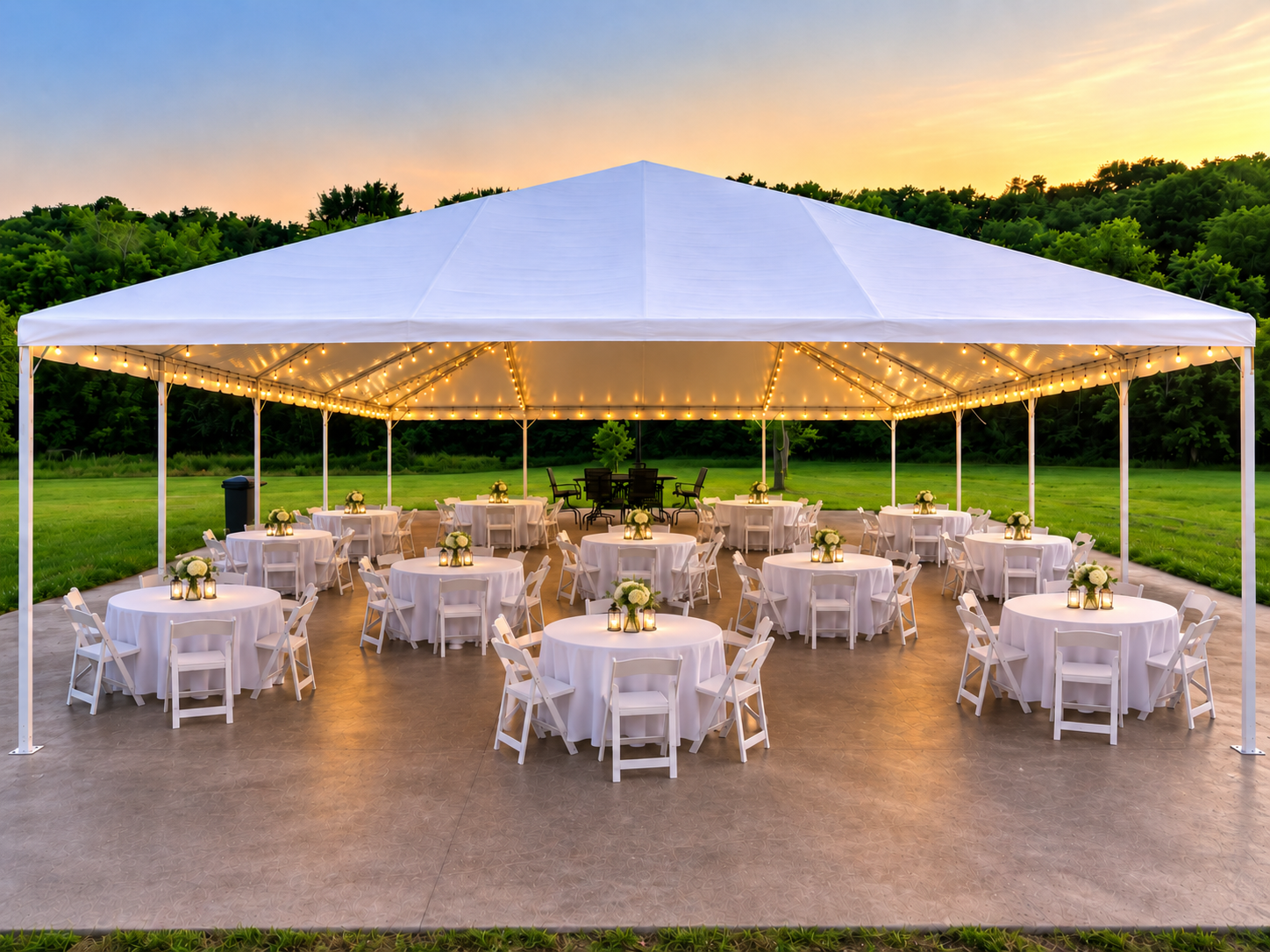 Elegant Reception Pavilion setup at Retreat at Hope Farm