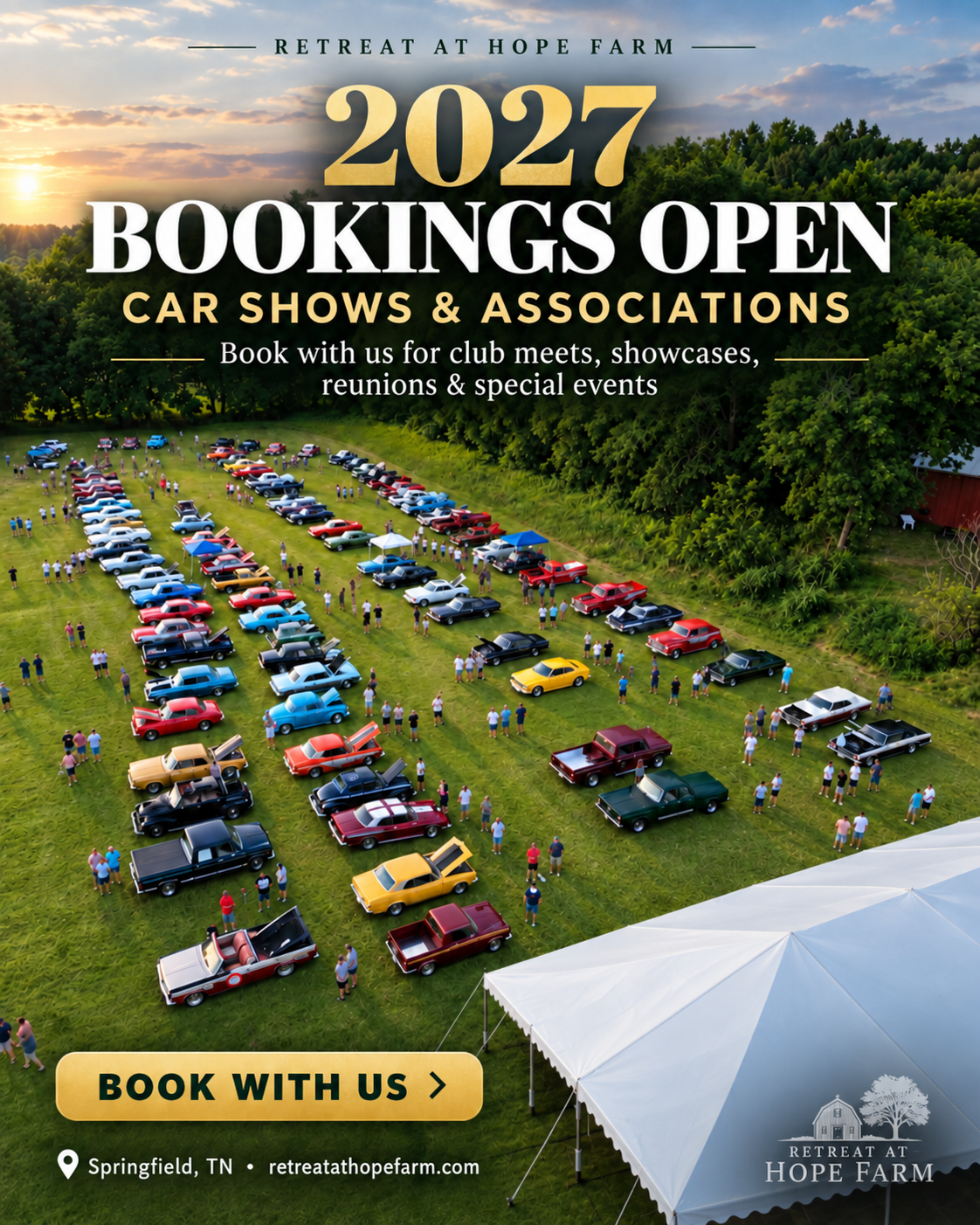 2027 Car Show & Association Bookings Are Open at Retreat at Hope Farm