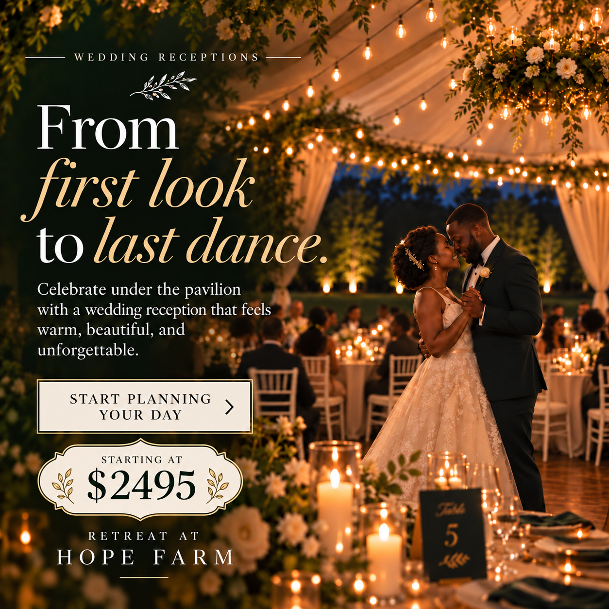 Pavilion Wedding Receptions Starting at $2,495