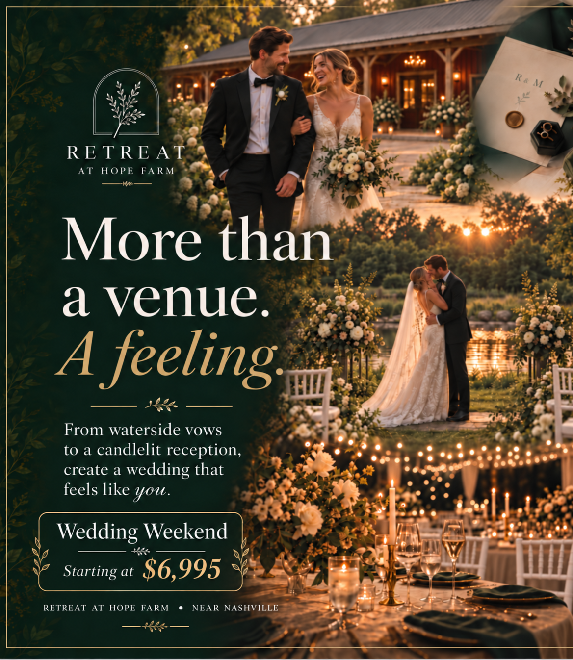 Farm Wedding Weekend Near Nashville Starting at $6,995